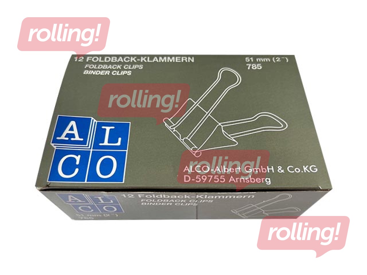 Binder Clips Alco, 51mm, white, 12 pcs.