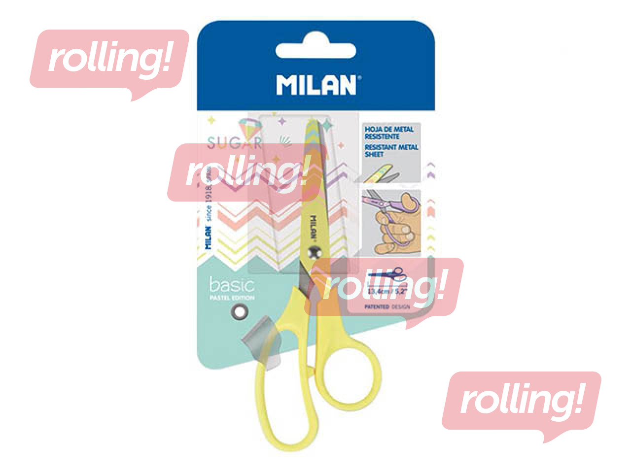 Käärid Milan Basic Pastel, kollane, 13.4cm