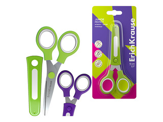 Laste käärid ErichKrause, Junior Protect, kaitsekorgiga, lillad, 13cm