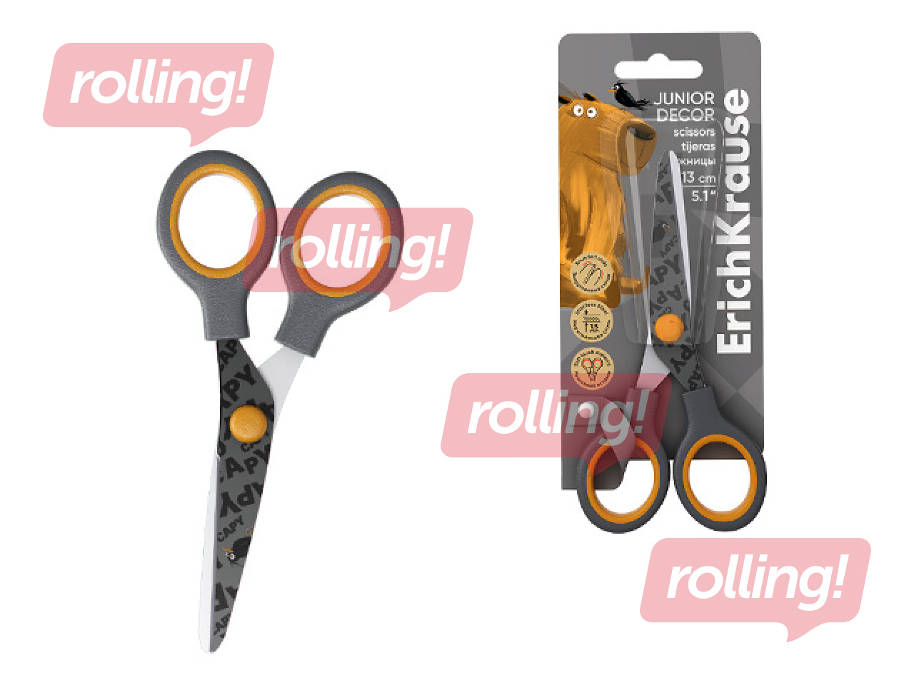 Детские ножницы ErichKrause, Happy Capy, 13см