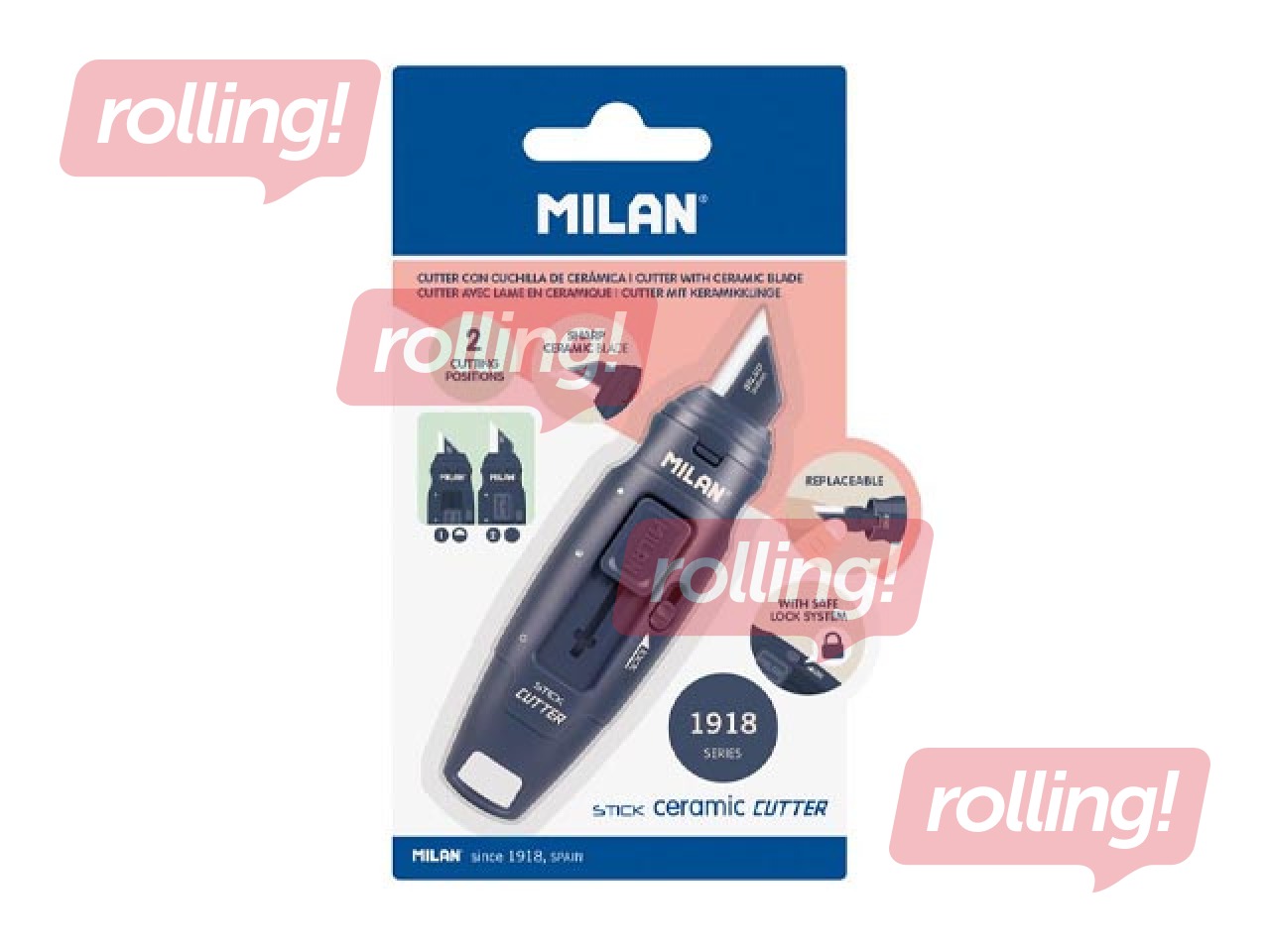 Blade cutter Milan, Stick, with ceramic blade, navy blue