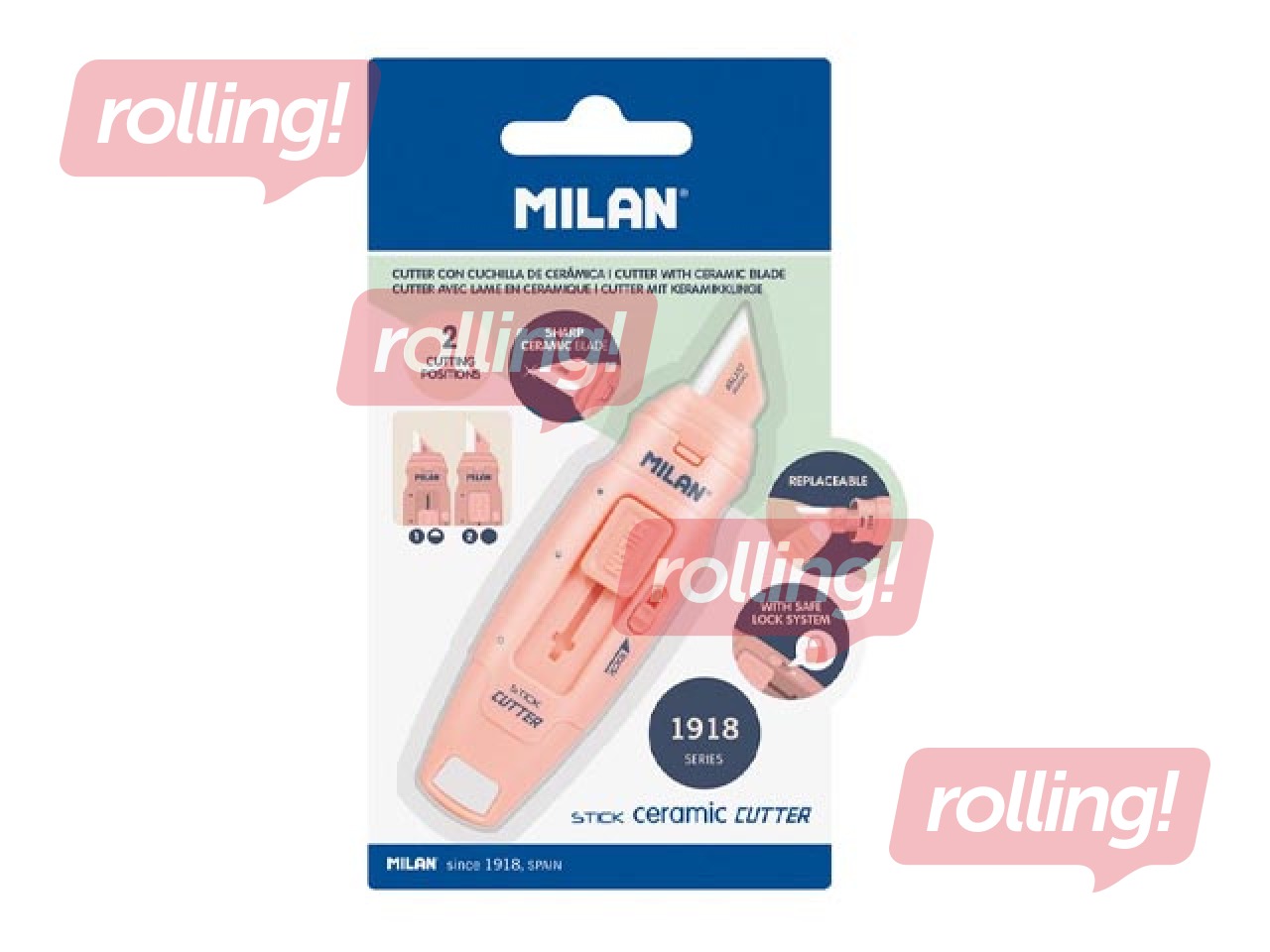 Blade cutter Milan, Stick, with ceramic blade, pink