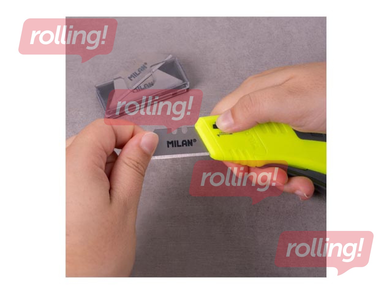 Nazis kancelejas Milan, Compact Acid, ar metāla asmeni, dzeltens