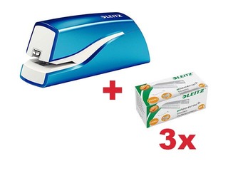 Электрический степлер Leitz WOW, на батарейках, синий 