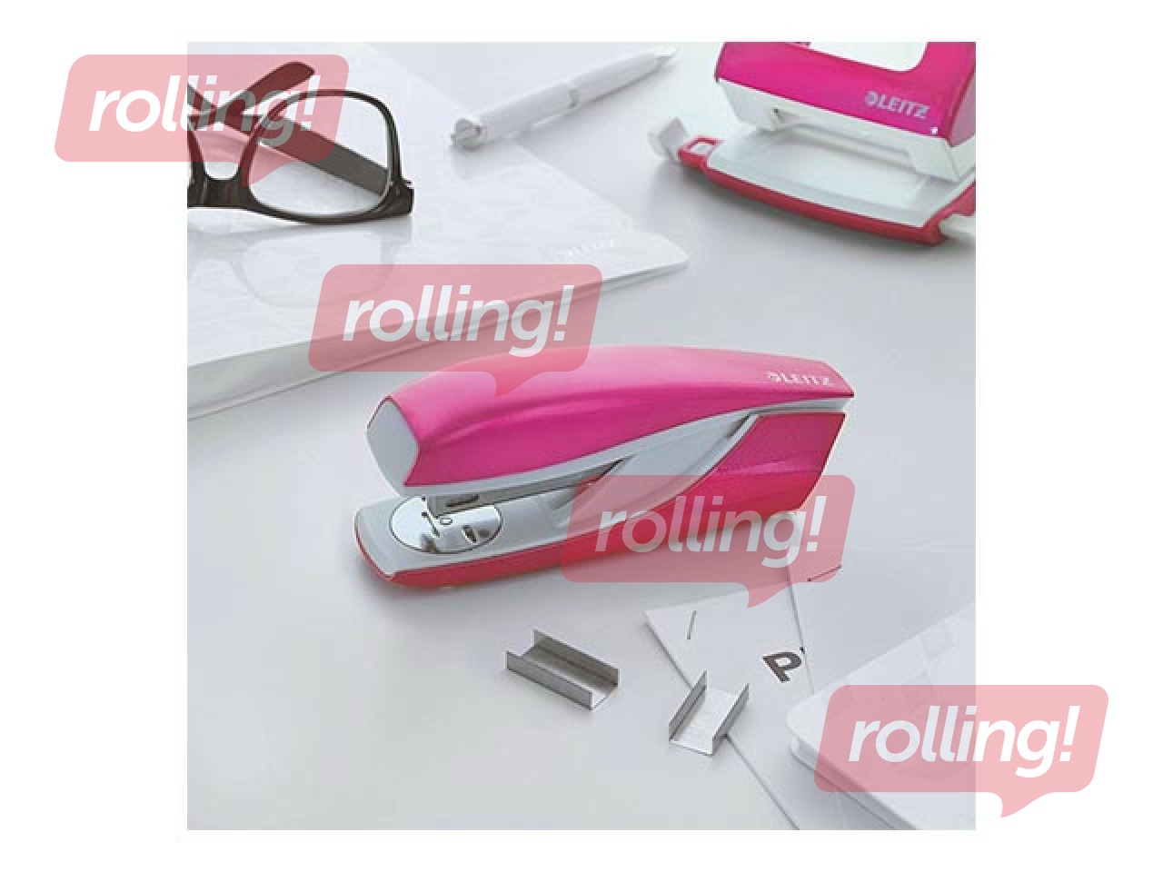 Stapler Leitz 5502 WOW, 30 sheets, pink