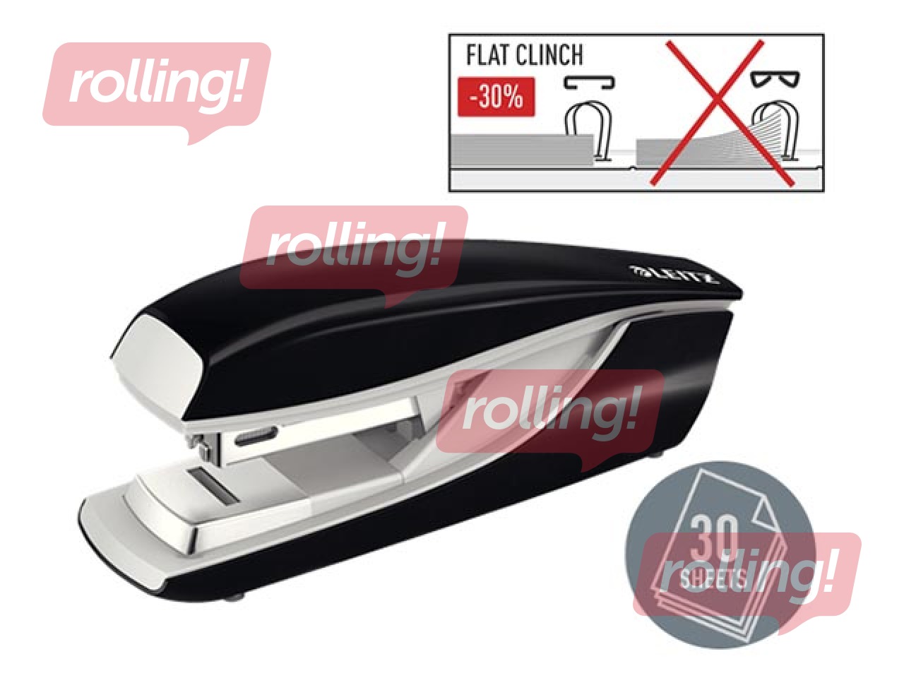 Klammerdaja Leitz 5505 Metal, Flat Clinch, 30 lehte, must