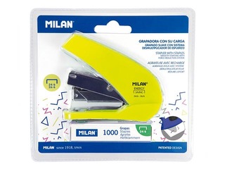 Степлер Milan Acid, 20 листов, желтый + 1000 шт скоб