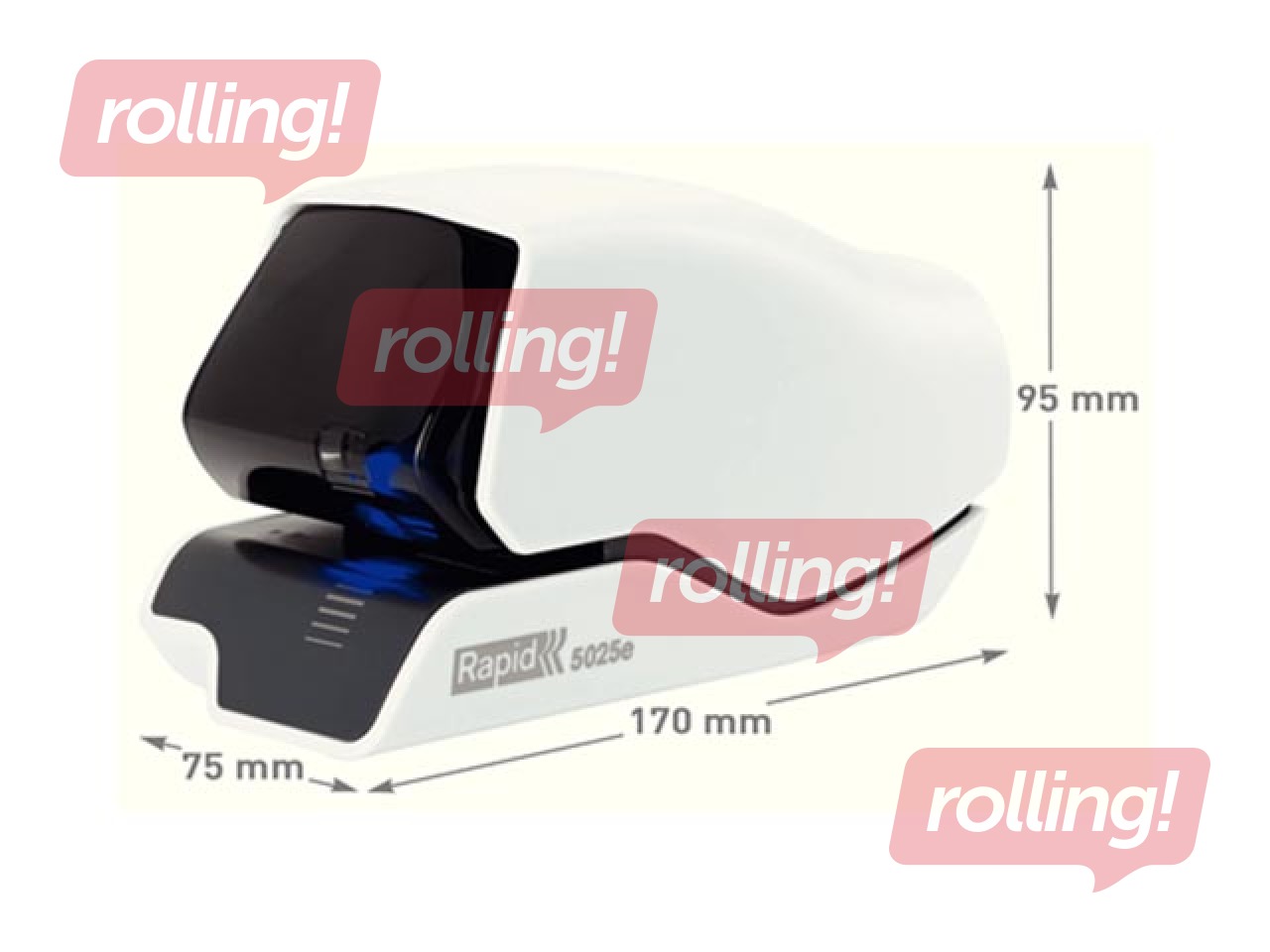 Elektriline klammerdaja Rapid 5025e, FlatClinch, 25 lehte, valge