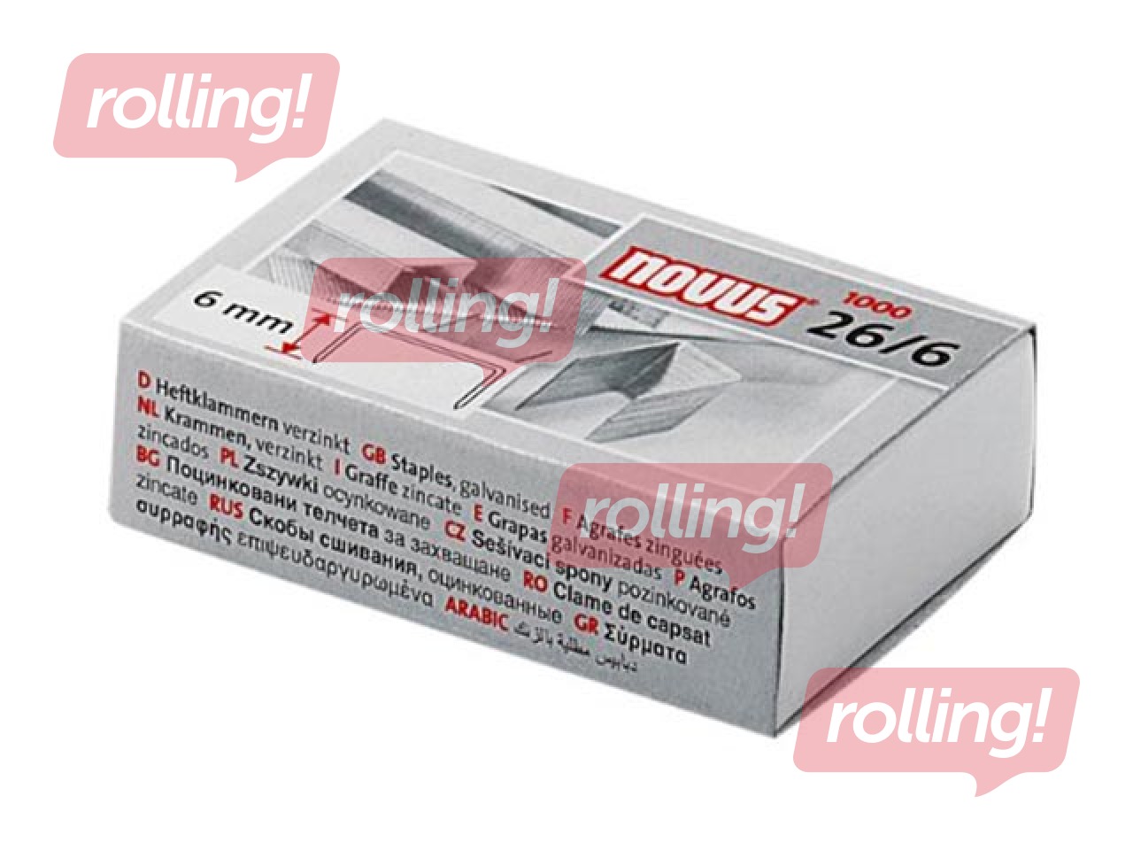 Staples Novus N 26/6, 1000 pcs., silver color