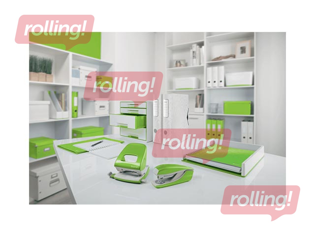 Офисный металлический дырокол Leitz 5008 Metal, 30л, зеленый