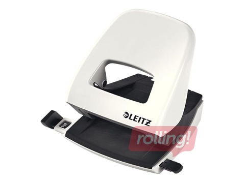 Офисный металлический дырокол Leitz 5008 Metal, 30л, белый