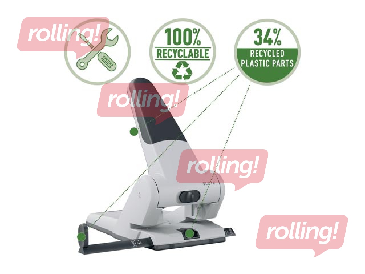 Hole punch Leitz, heavy duty, grey