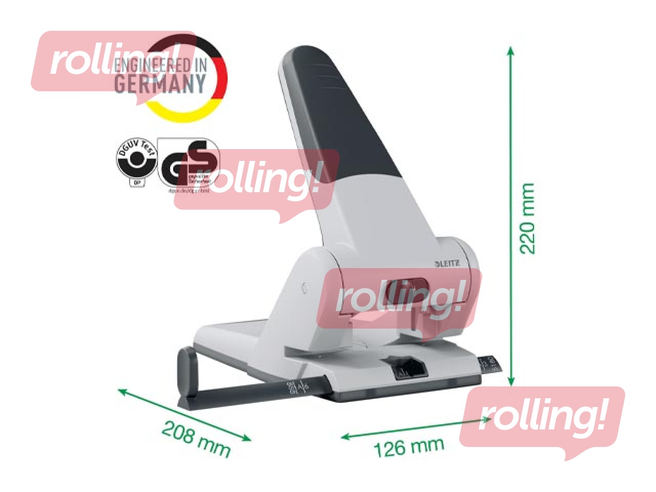 Hole punch Leitz, heavy duty, grey