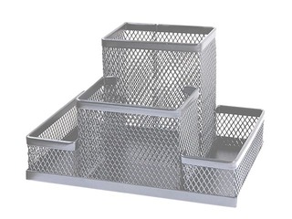 Desktop organiser Concorde, four compartments, empty, metal, silver