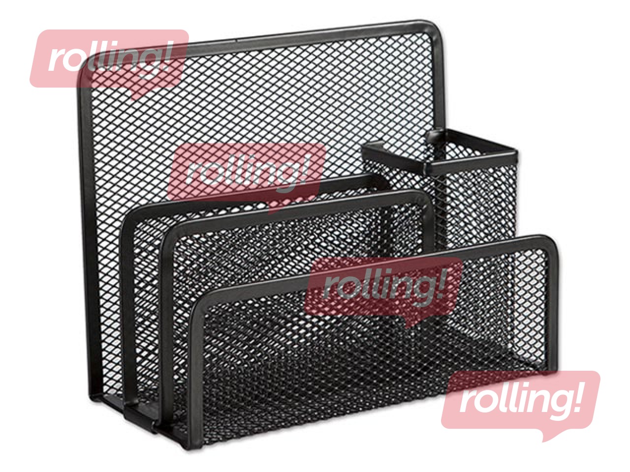 Vēstuļu statīvs ar 4 nodalījumiem, metāla, melns