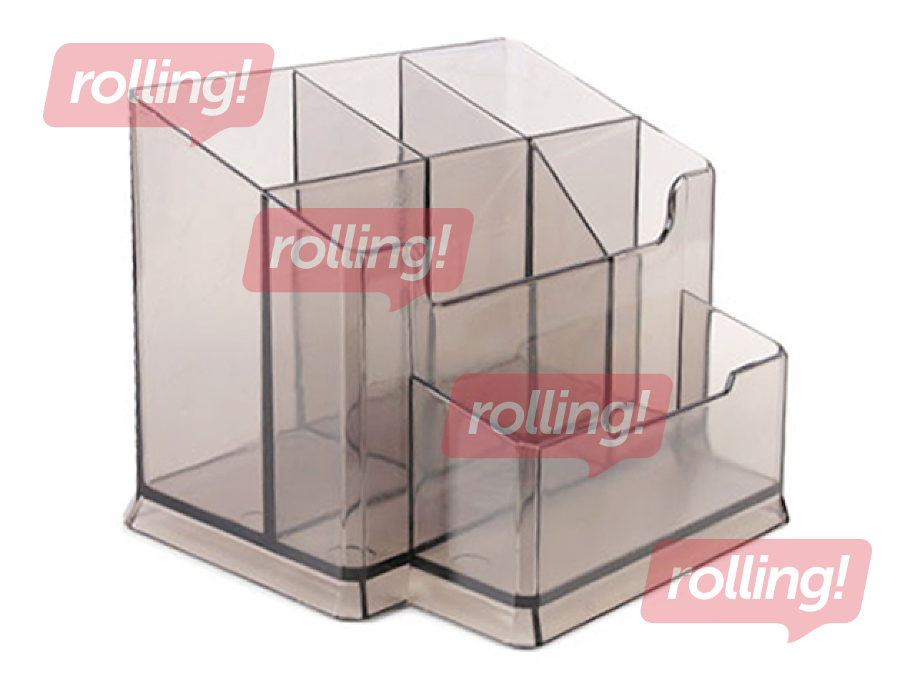 Desktop organiser Forpus, empty, plastic, transparent smoke
