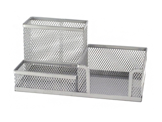 Desktop organiser MemoBe, 3 compartments, empty, metal, silver