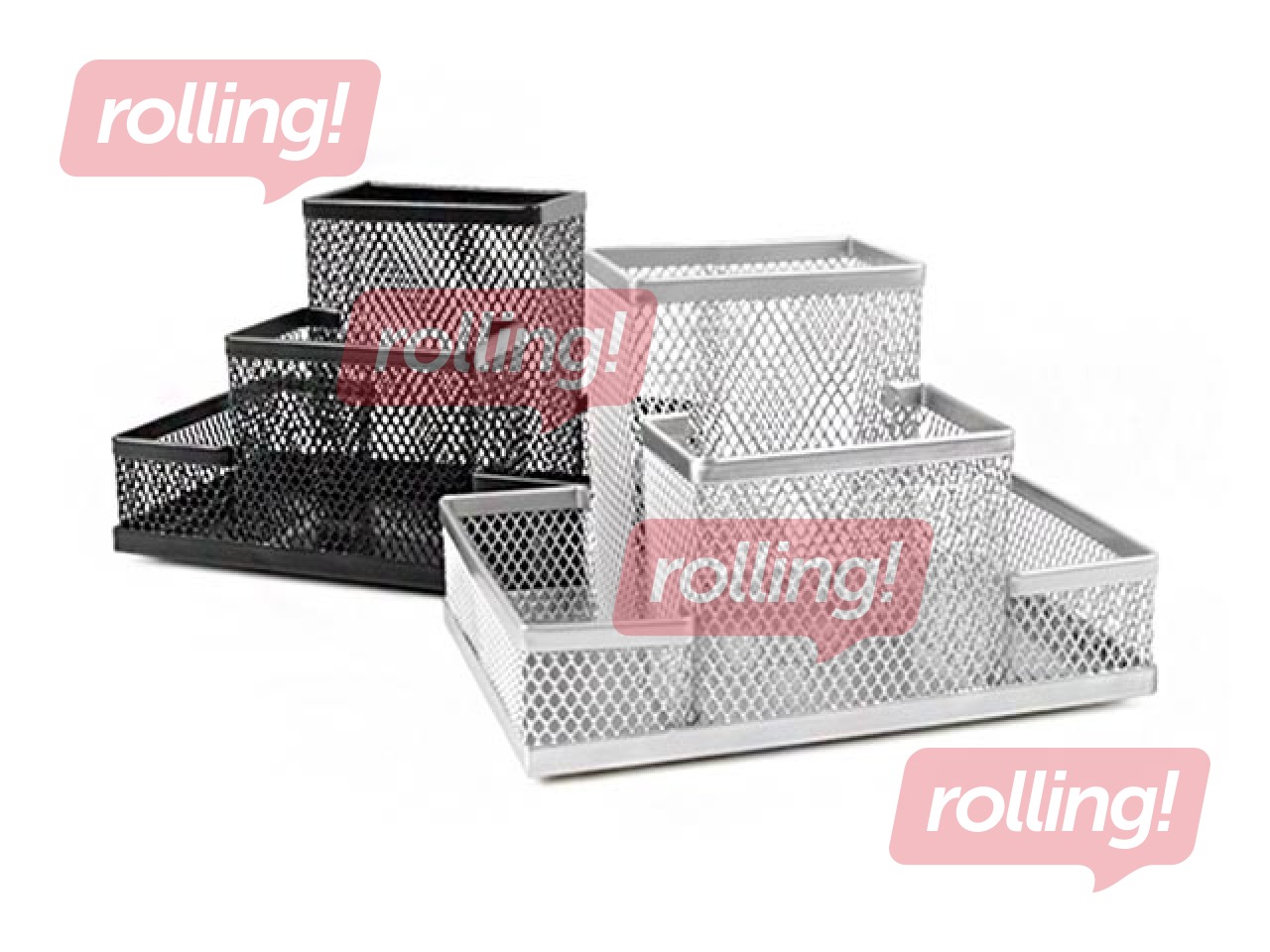 Kirjatarvete alus Forpus,4 lahtrit, tühi, metallist, must