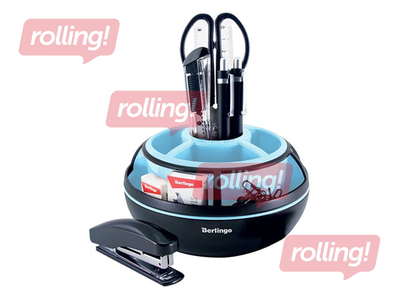 Galda organizators Berlingo Instinct, 9 priekšmeti, melns/akvamarīns