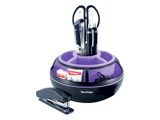 Настольный органайзер Berlingo Instinct, 9 предметов, черный / лавандовый