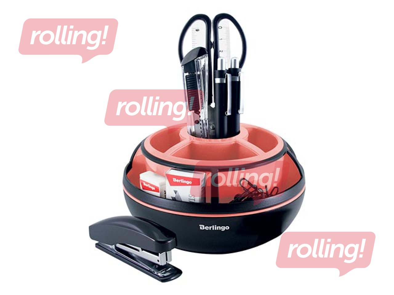 Galda organizators Berlingo Instinct, 9 priekšmeti, melns/flamingo