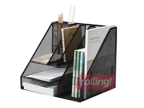 Desktop organiser Q-Connect, empty, metal mesh, black