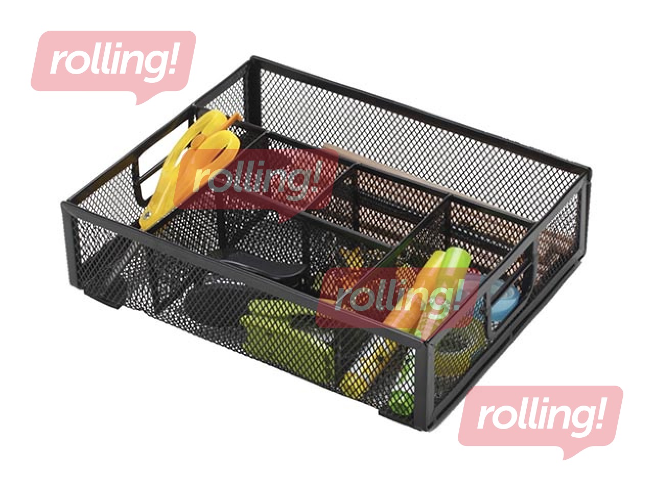 Kirjatarvete alus Q-Connect, 6 lahtrit, tühi, metallist, must