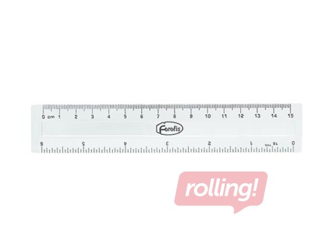 Plastic ruler Forofis, transparent, 15cm