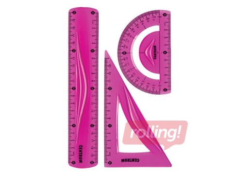 Set of rulers Centrum, 3 items, flexible, pink