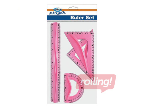 Set of rulers Centrum, 4 items, flexible, red