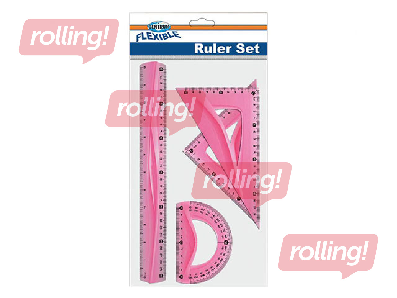 Set of rulers Centrum, 4 items, flexible, red