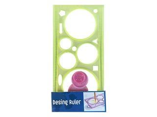 Линейка- трафарет, фигурки, желтый, 100x200mm