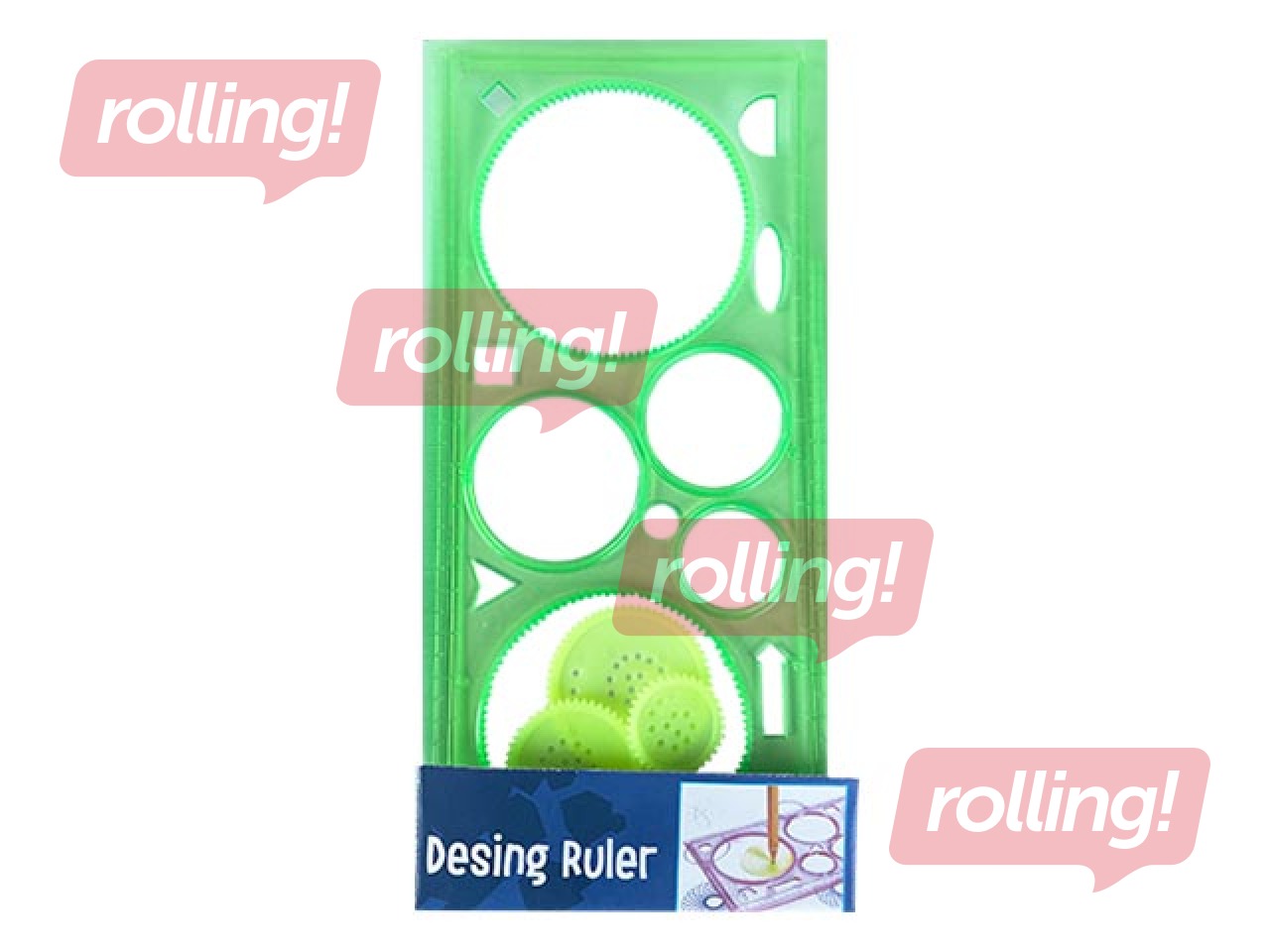 Joonlaud-šabloonl, kujundid, roheline, 100x200mm