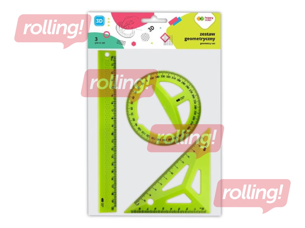 PROMO Joonlaudade komplekt 3D Happy Color, 3 tk, roheline