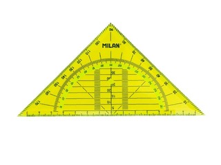Kolmnurkline joonlaud + transportöör Milan, kollane, 14cm, 180°
