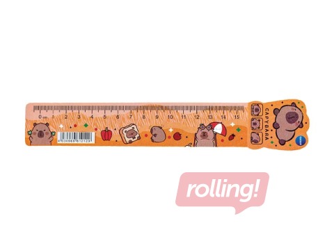 Ruler Capybara, flexible, orange, 15cm
