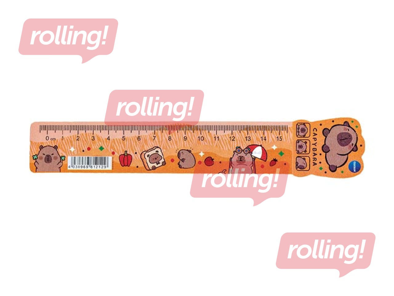 Ruler Capybara, flexible, orange, 15cm