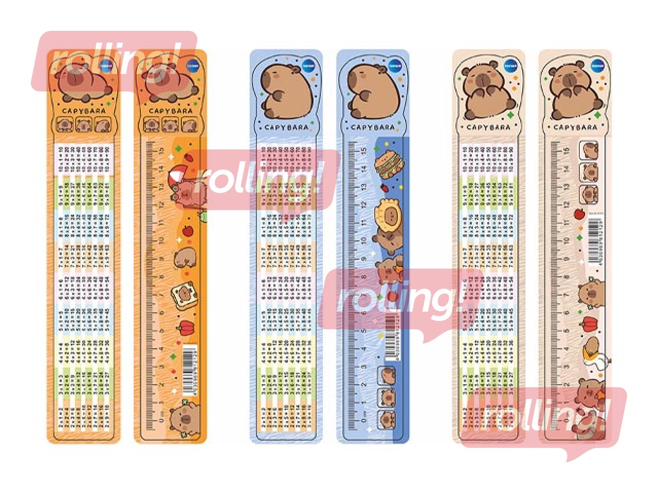 Ruler Capybara, flexible, orange, 15cm