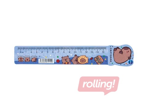 Ruler Capybara, flexible, blue, 15cm