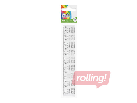 Ruler Fiorello, plastic, transparent, with multiplication table, 15cm