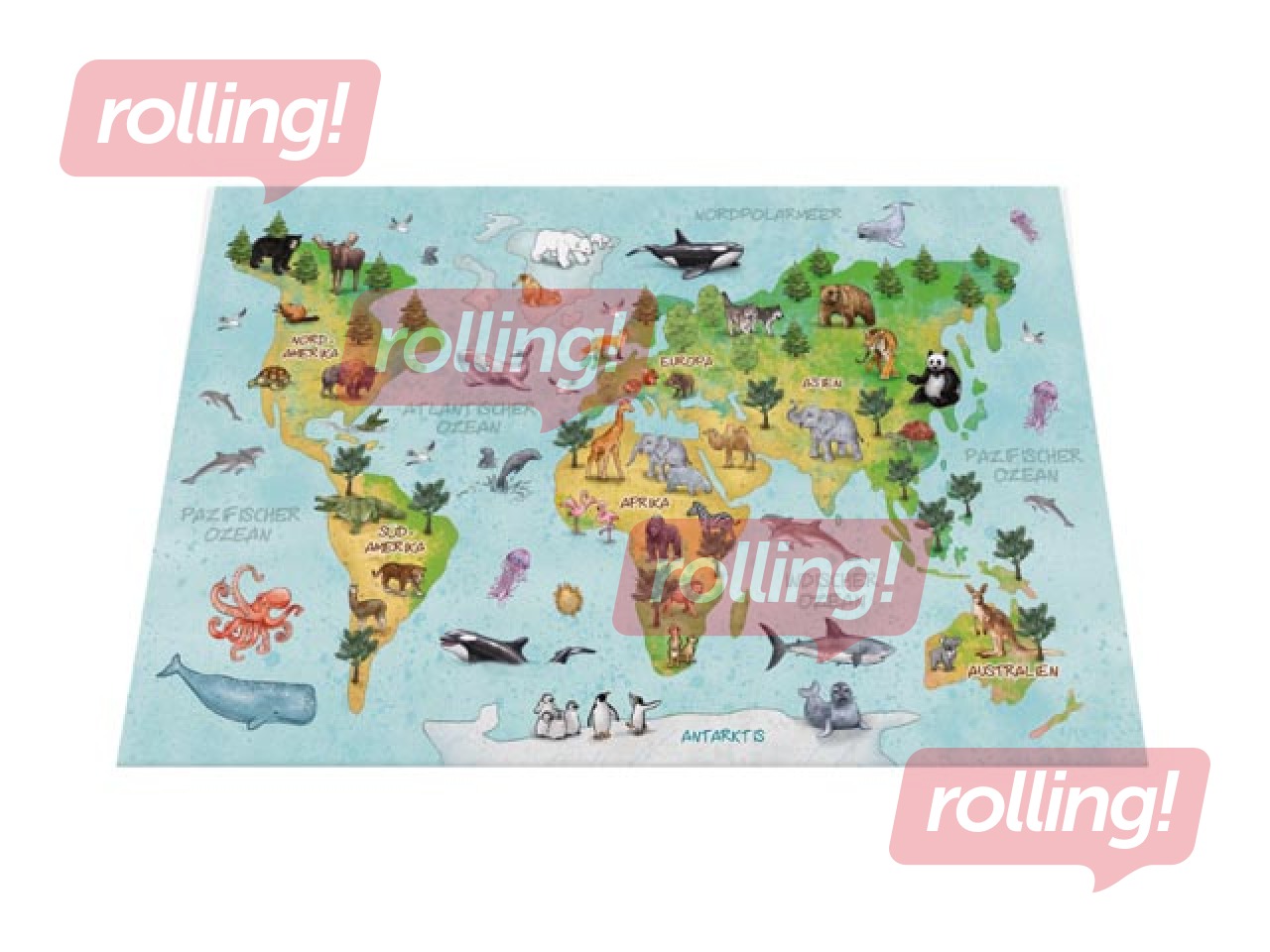 Desk pad with World map, 55x35cm