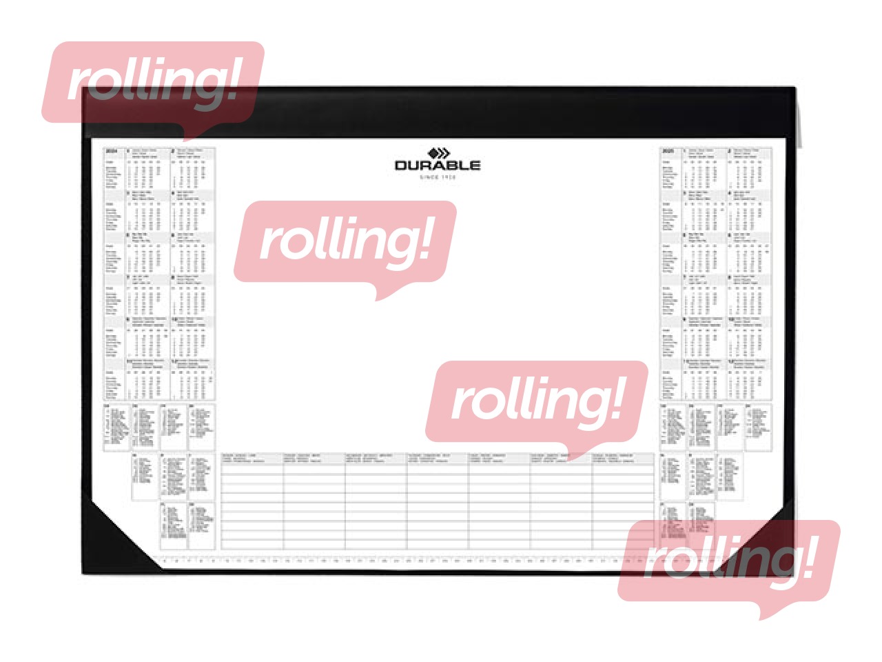 Desk mat Durable with calendar, black, 59x42cm