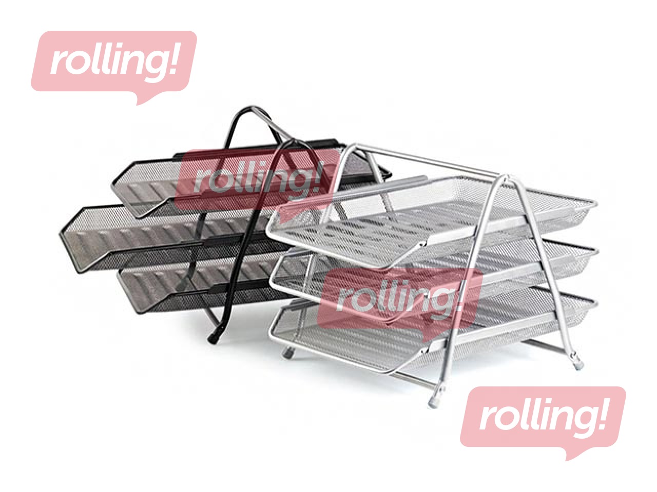 Document tray set  Forpus 3, metal, silver