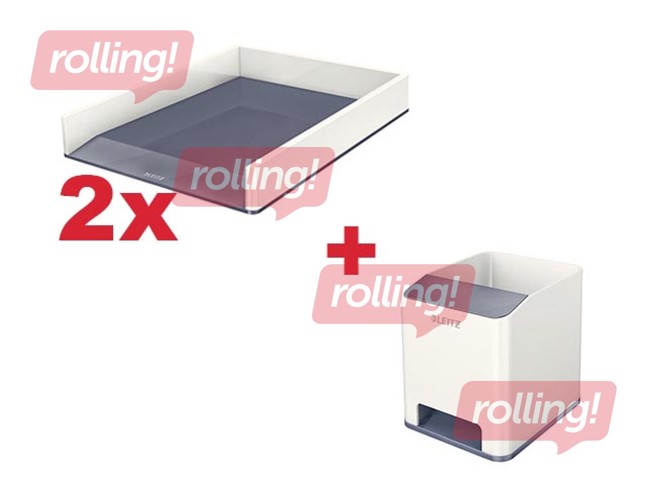 Dokumendisahtel Leitz WOW, valge/hall + KINGITUS! Osta kirjaalused Leitz WOW ja saa kingitus!