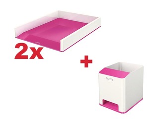 Лоток для документов Leitz WOW, белый/розовый + ПОДАРОК! Покупай лотки для документов и получ