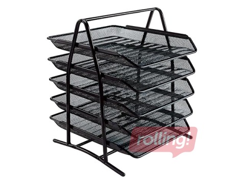 Wire tray with riser Grand, metal, 5 trays, black