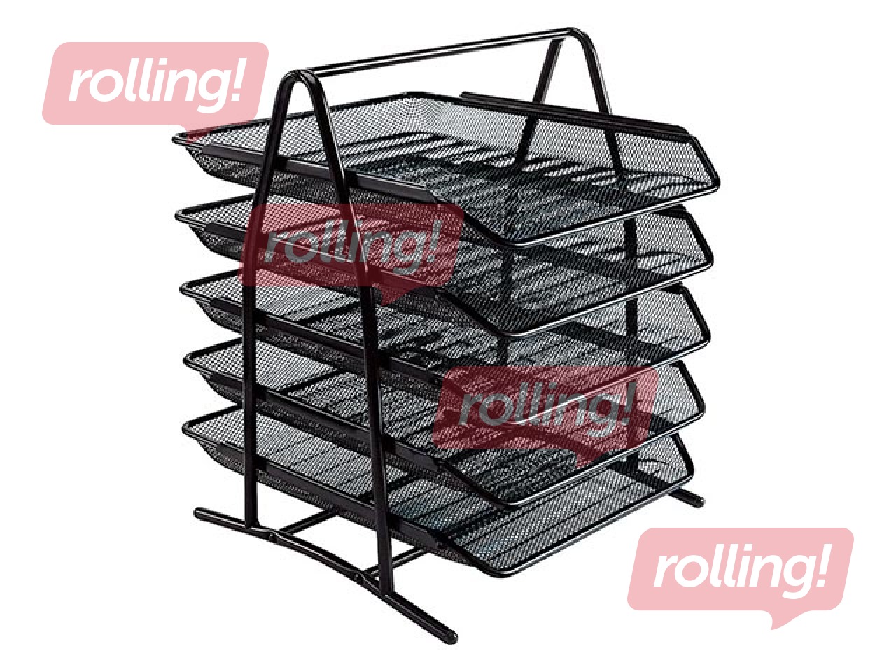 Wire tray with riser Grand, metal, 5 trays, black