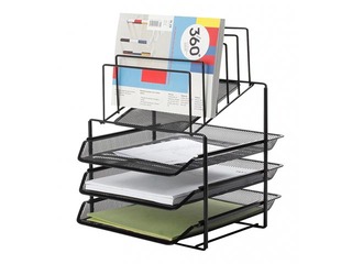 Desktop set Q-Connect, metal, 3 trays, black