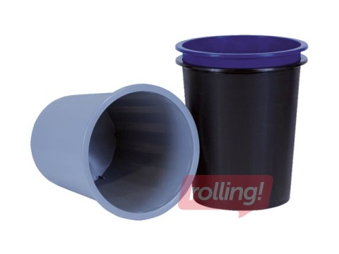Wastebasket, plastic, grey, 14l
