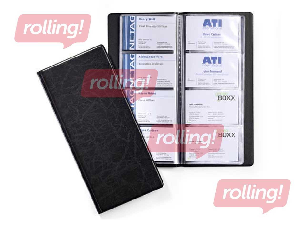 Visiitkaardi kaaned Durable Visifix, 192 kaardile, must, 115x253mm